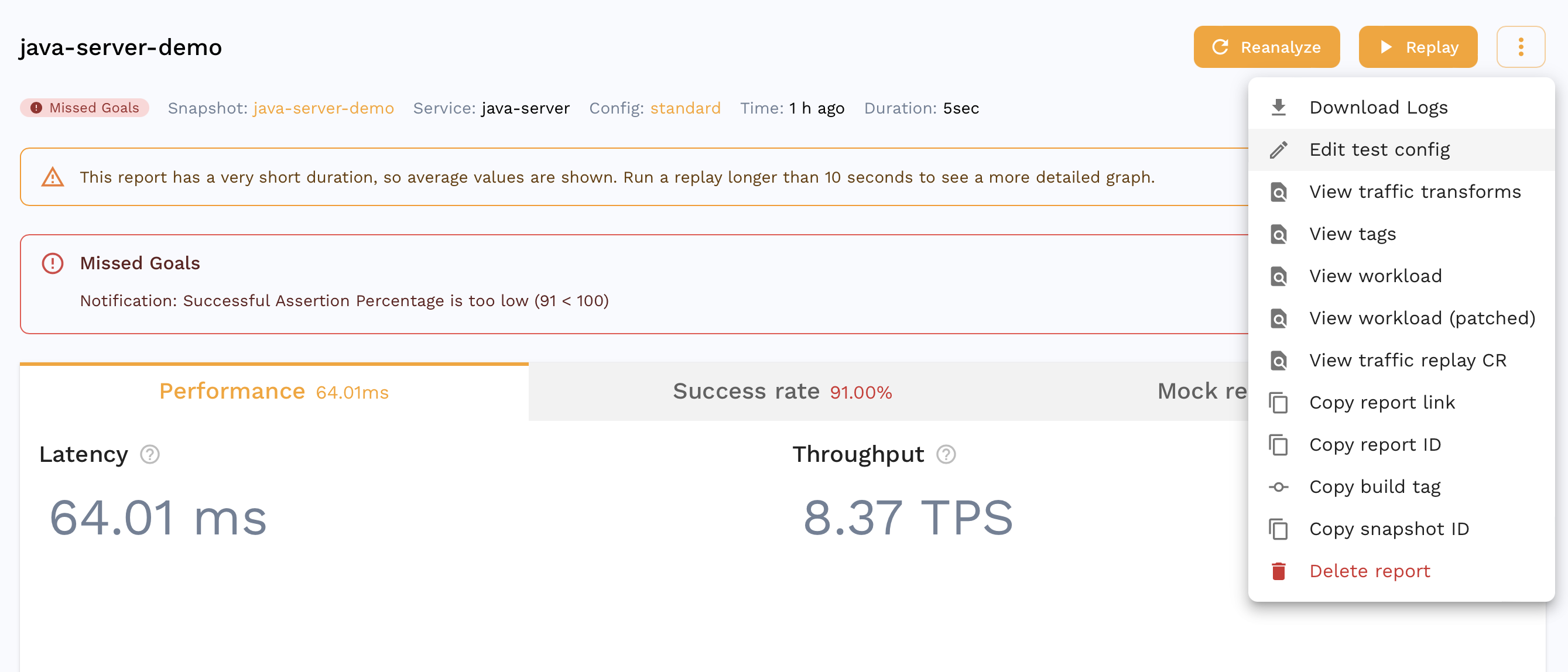 Edit Test Config